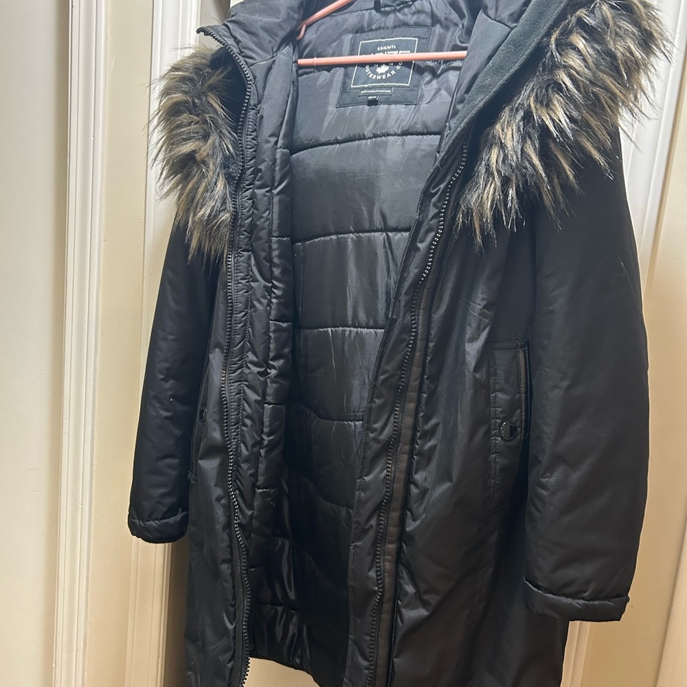 Noize Black Ski Jacket with Faux Fur Hood